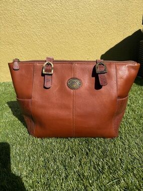 LAND Santa Fe Genuine Leather Tote Bag Brown Classic Shoulder Purse Large